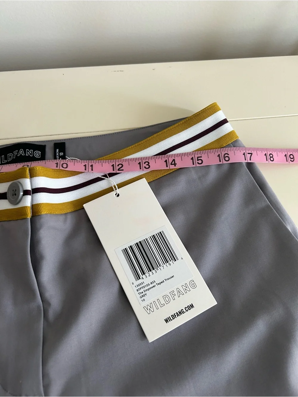 NWT Wildfang The Empower Taped Trouser Grey size 10